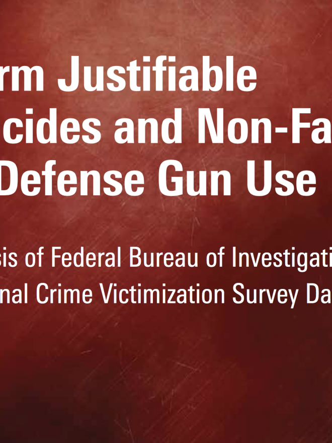 Self-Defense Gun Use is Rare, New Violence Policy Center Study Confirms